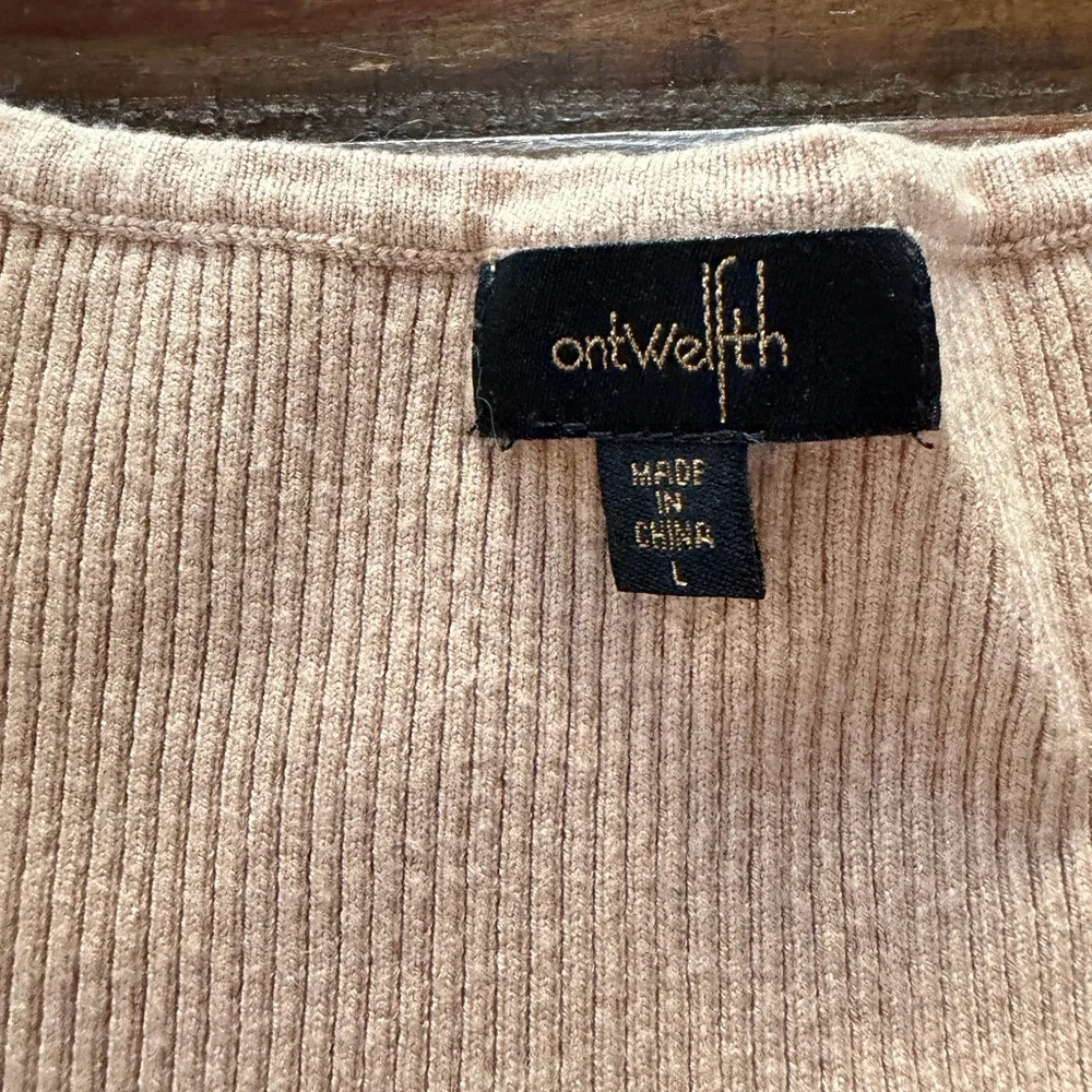 On Twelfth Women’s L Blush Beige / Taupe Rhinestone Ribbed Sweater | SKU 0163